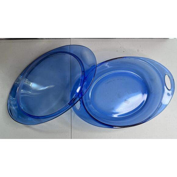 Vintage Anchor Hocking Cobalt Blue 14" x 8 1/2" x 2 1/2" Casserole/Baking dish - Picture 2 of 4